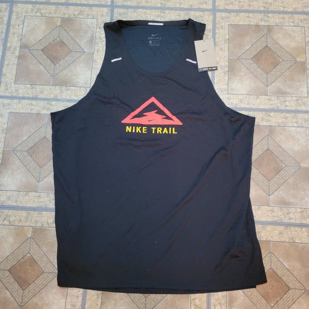 Nike Trail Rise 365 Breathe Running Tank Top Black Laser Crimson red DJ0598-010 - Picture 4 of 10